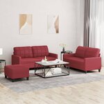 vidaXL Ensemble de canapés 3 Pièces et coussins Rouge bordeaux Similicuir
