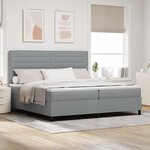 vidaXL Lit à ressorts avec matelas Gris clair 200 x 200 cm tissu