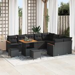 vidaXL Ensemble de canapé de jardin 12 Pièces Noir polyrotin