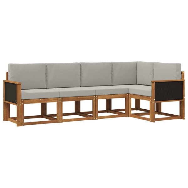 vidaXL Ensemble de canapés d'extérieur 5 pc Naturel et gris clair