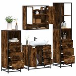 vidaXL Ensemble meubles salle de bain 4 Pièces chêne fumé bois ingénierie