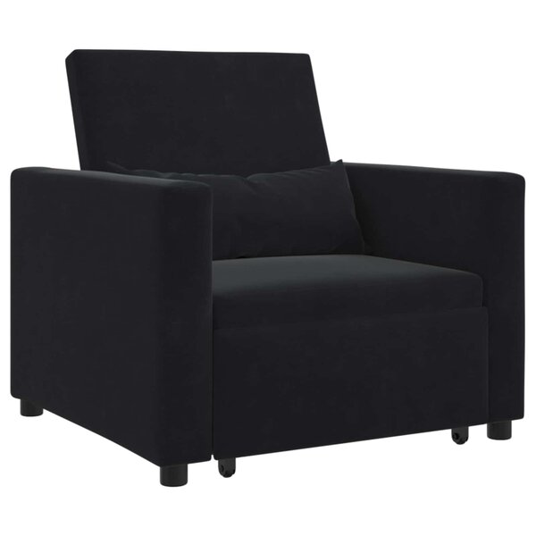 vidaXL Canapé-lit escamotable simple Noir 90 x 165 x 87 cm Velours