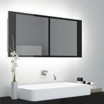 vidaXL Armoire à miroir de bain à LED Noir brillant Acrylique