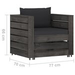 vidaXL Salon de jardin 7 Pièces avec coussins Bois imprégné de gris