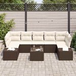 vidaXL Ensemble de canapé de jardin 8 Pièces Marron Poly rotin