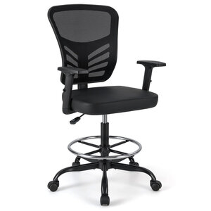 Fauteuil de bureau ergonomique 66 x 66 x 104-125 cm assise pivotante réglable en hauteur confort optimal en cuir synthétique noir 20_0011100