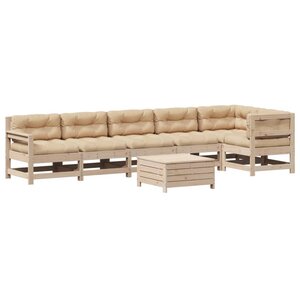 vidaXL Salon de jardin 7 Pièces avec coussins Bois de pin massif