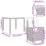 vidaXL Ensemble de repas extérieur 3 Pièces Beige et Gris clair