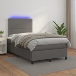 vidaXL Sommier à lattes de lit matelas LED gris 120x190 cm similicuir
