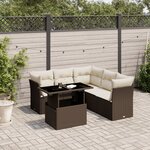 vidaXL Salon de jardin avec coussins 6 Pièces marron résine tressée