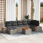 vidaXL Ensemble de canapé de jardin 8 Pièces Gris Poly rotin