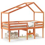 vidaXL Lit haut avec toit cire marron 90x200 cm bois de pin massif