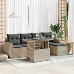 vidaXL Salon de jardin 6 Pièces avec coussins gris clair résine tressée