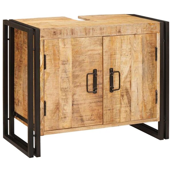 vidaXL Meuble sous-vasque de salle de bain Bois de mangue massif  fer