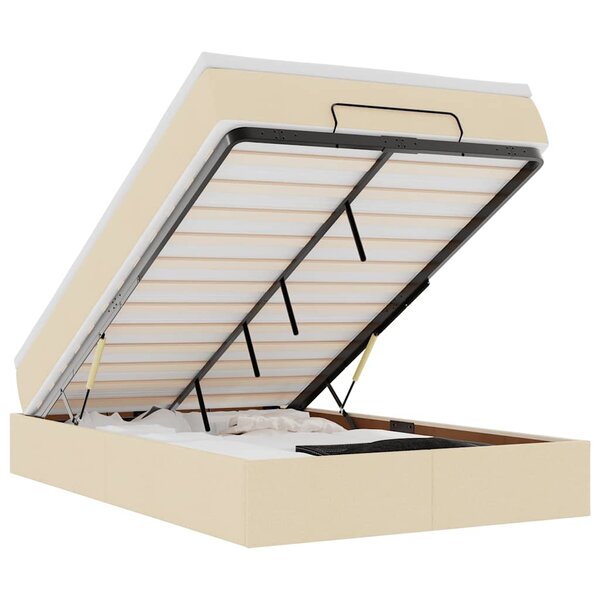 vidaXL Cadre de lit ottoman avec matelas crème 120x190 cm tissu