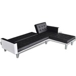vidaXL Canapé-lit en forme de L similicuir noir