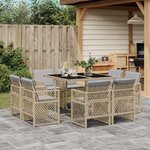 vidaXL Ensemble à manger de jardin et coussins 9 Pièces mélange beige