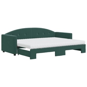 vidaXL Lit de jour avec gigogne et matelas vert foncé 80x200cm velours