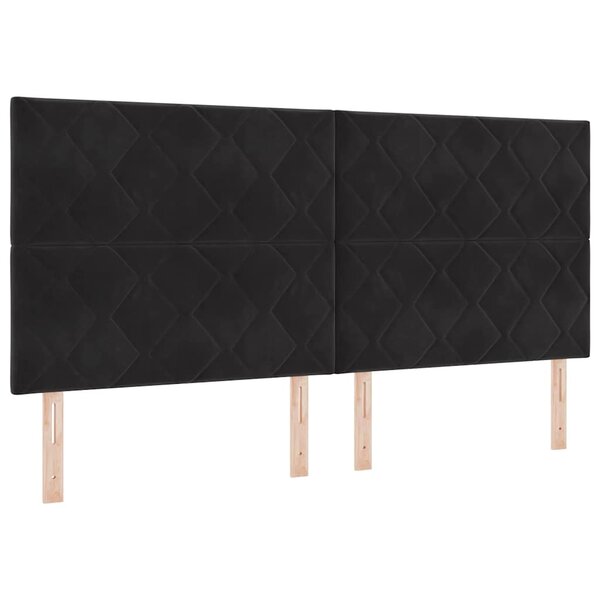 vidaXL Tête de lit Montage mural Géométrique Noir 200 cm Velours