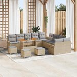 vidaXL Ensemble de canapé de jardin 14 Pièces Beige et Gris clair