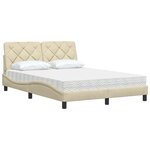 vidaXL Lit avec matelas crème 140x200 cm tissu