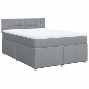 vidaXL Sommier à lattes de lit avec matelas Gris clair 140x200cm Tissu