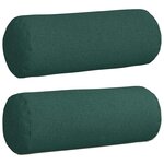 vidaXL Coussins d'accent 2 Pièces Vert foncé Ø 25 x 70 cm tissu