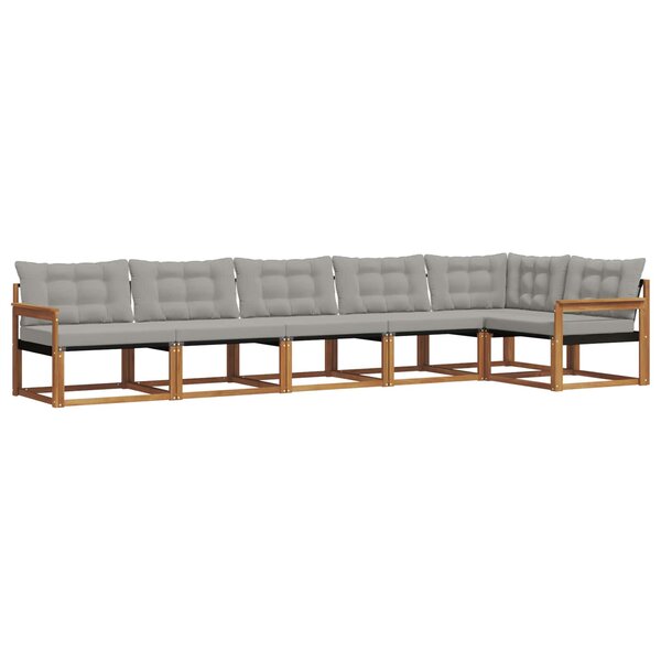 vidaXL Ensemble de canapés d'extérieur 6 pc Gris Naturel et Clair