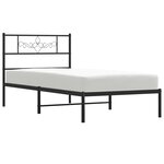 vidaXL Cadre de lit métal avec tête de lit noir 90x200 cm