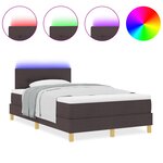 vidaXL Lit avec sommier et matelas & LED marron foncé 120x200 cm en tissu