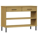 vidaXL Armoire console avec pieds en métal Marron Bois pin massif OSLO