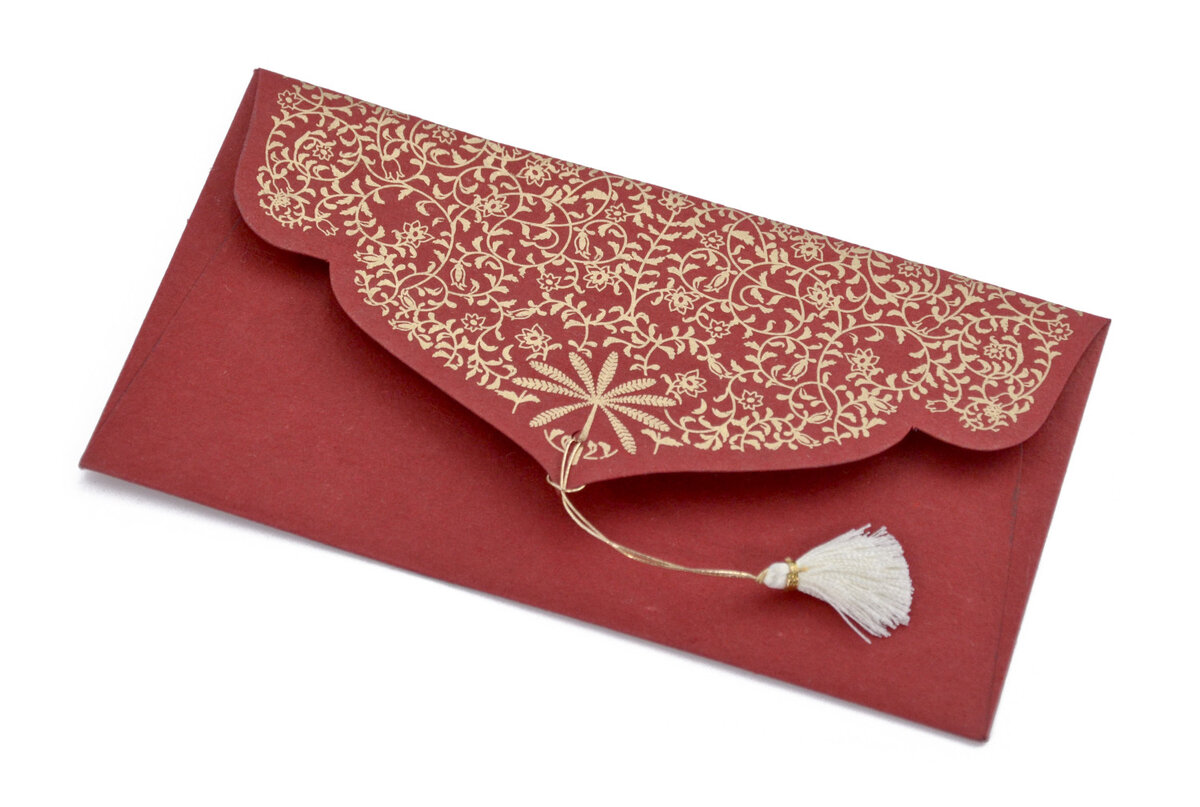 PAPERTREE HOLLY Lot de 5 Enveloppes cadeau 19x10cm - Rouge/Or - La Poste