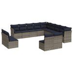 vidaXL Salon de jardin avec coussins 13 Pièces gris résine tressée