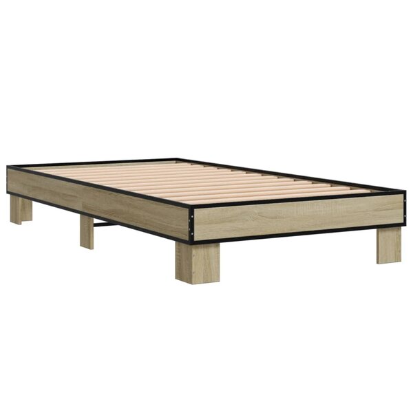 vidaXL Cadre de lit chêne sonoma 90x190 cm bois d'ingénierie et métal