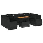 vidaXL Salon de jardin 10 Pièces avec coussins noir résine tressée
