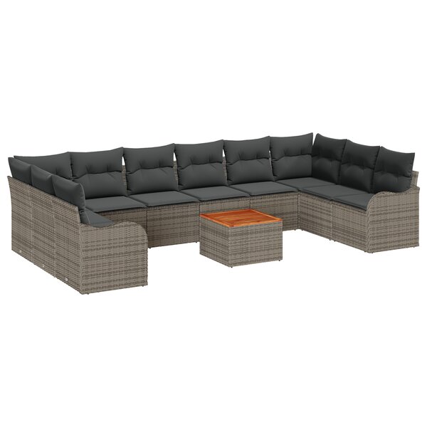vidaXL Ensemble de Canapés de Jardin 11 Pièces Gris Grand