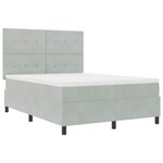 Lit Box Spring vidaXL avec matelas Gris clair 140x200 cm Velours