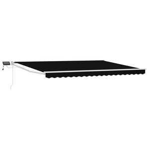 vidaXL Store rétractable manuel avec LEDs Noir et Blanc 4 × 3 m