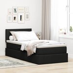 vidaXL Lit avec rangement et LED avec matelas Noir 90 x 190 cm tissu