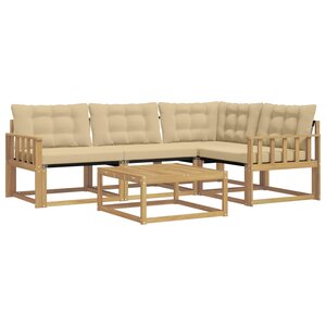 vidaXL Ensemble de canapés d'extérieur 5 Pièces Blanc et Beige