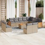 vidaXL Salon de jardin avec coussins 13 Pièces beige résine tressée