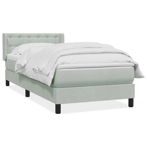 vidaXL Sommier à lattes de lit et matelas gris clair 90x220 cm velours