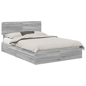 vidaXL Lit de Rangement Gris Sonoma 150 x 200 cm Bois d'ingénierie