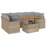 vidaXL Salon de jardin avec coussins 7 Pièces beige résine tressée