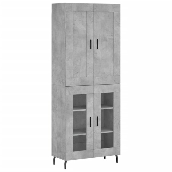 vidaXL Buffet haut Gris béton 69 5x34x180 cm Bois d'ingénierie