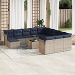 vidaXL Salon de jardin avec coussins 13 Pièces gris résine tressée