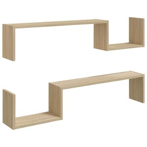 vidaXL Étagères murales 2 Pièces chêne sonoma 100x15x20cm bois ingénierie