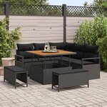 vidaXL Ensemble de canapé de jardin avec coussin 8 Pièces Noir Poly rotin
