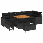 vidaXL Ensemble de canapé de jardin 9 Pièces Noir polyrotin