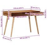 vidaXL Bureau 110x50x76 cm Bois d'acacia massif
